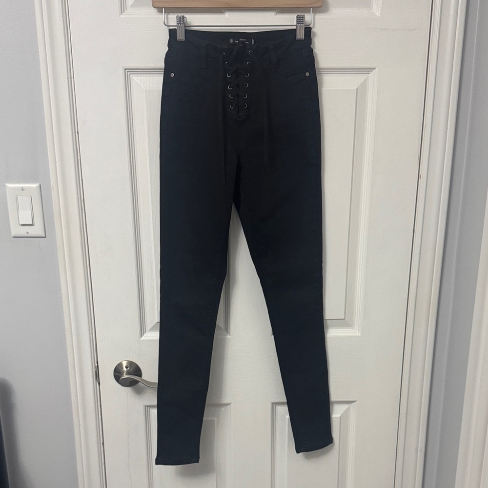 6. Black Lace-Up Women Jeans